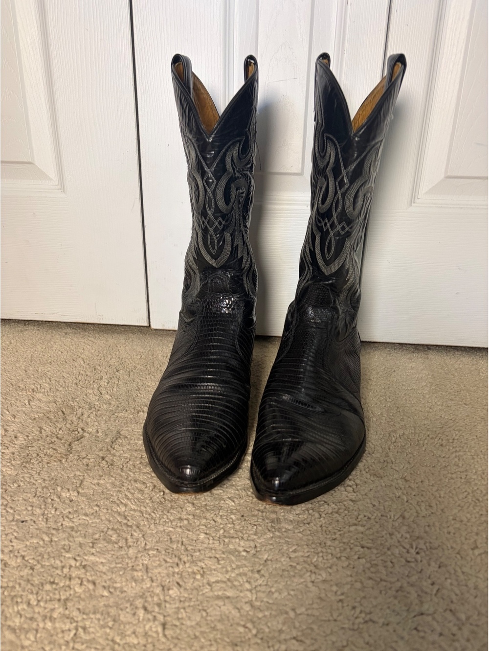 Tony Lama 8571 Black Teju Lizard Cowboy Boots Men’s 13 D Vintage